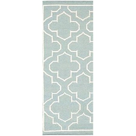 Safavieh 2 ft. -6 in. x 4 ft. Runner Contemporary Dhurries- Blue and Ivory- Flatweave Rug DHU625A-24